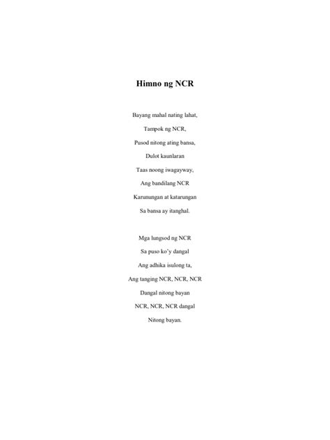 himno ng sangay ng pasig lyrics|NCR : National Capital Region / Metro Manila Hymn – Himno ng .